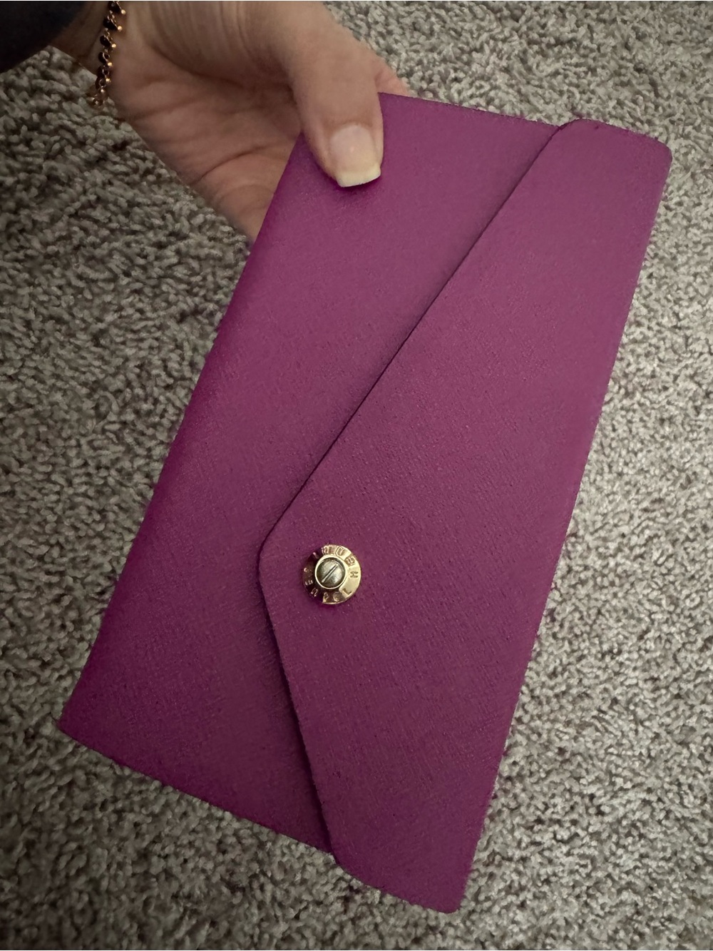 Henri Bendel West 57th purple Saffiano leather foldable sunglasses case